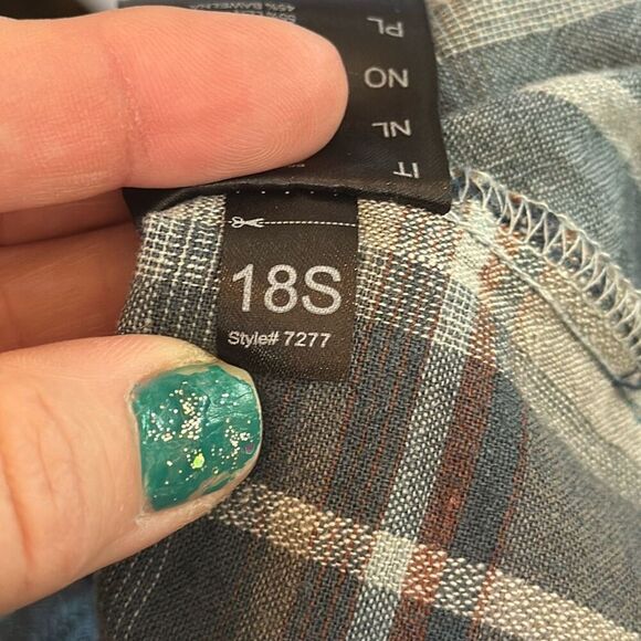 Kuhl Skorpio Plaid Button Down Shirt Mens XXL Hiking Short Sleeve Blue Gray - Picture 8 of 8